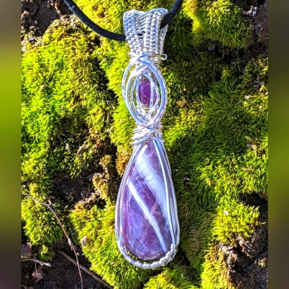 Artisan Sterling Silver Amethyst Gemstone Pendant Necklace - Picture 11 of 16